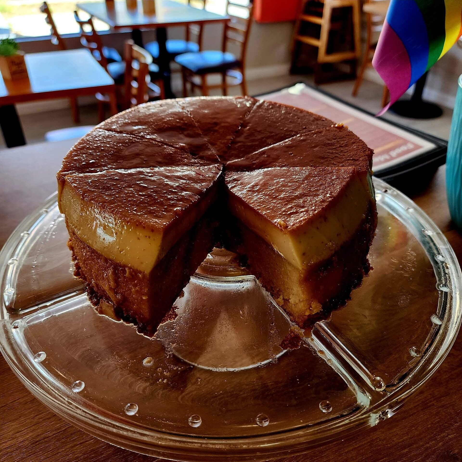 1Chick 1Bro: cut quesillo cake showing its custard layer